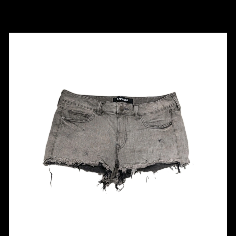 Express Cut Off Hot Pants Micro Mini Shorts 6 Denim 90s Y2K #sk1